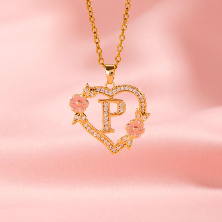 Collier initiale charme floral | Or