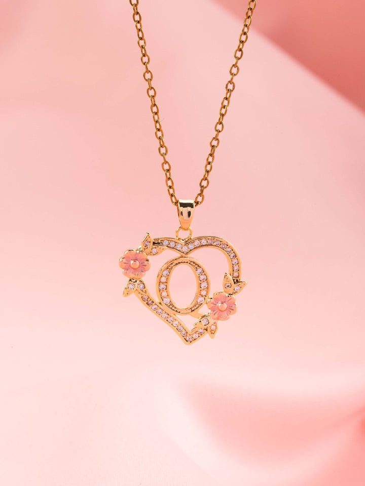 Collier initiale charme floral | Or