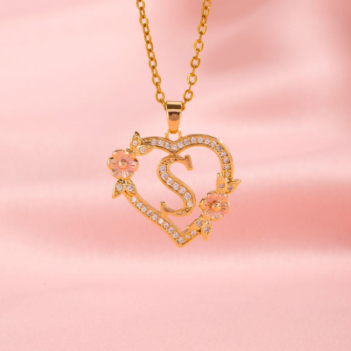 Collier initiale charme floral | Or
