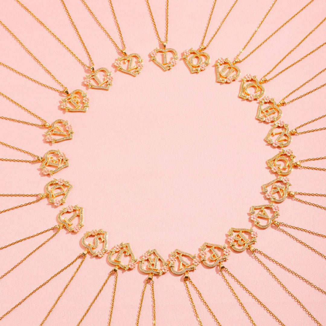 Collier initiale charme floral | Or