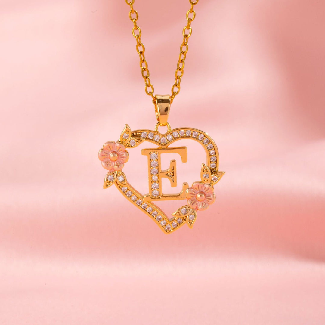 Collier initiale charme floral | Or