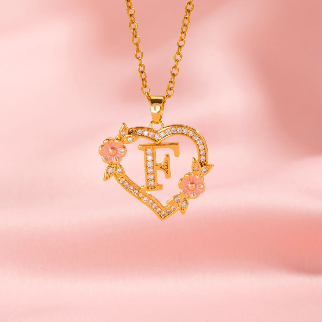 Collier initiale charme floral | Or