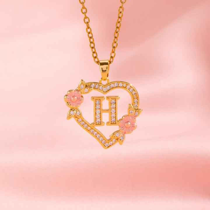 Collier initiale charme floral | Or