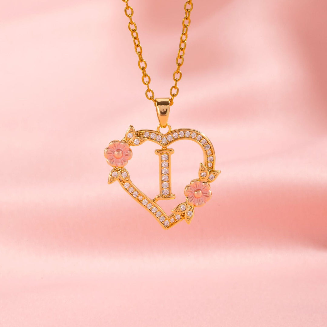 Collier initiale charme floral | Or