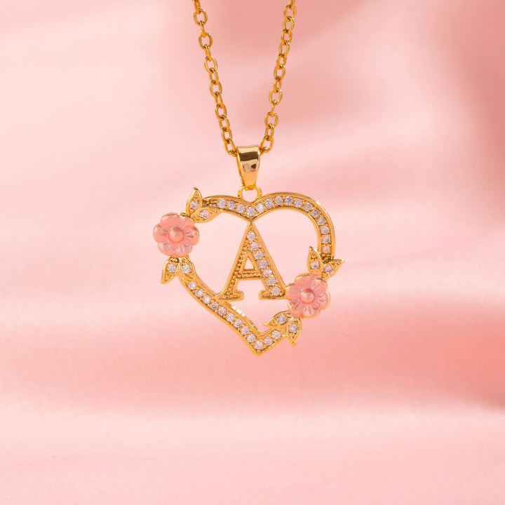 Collier initiale charme floral | Or