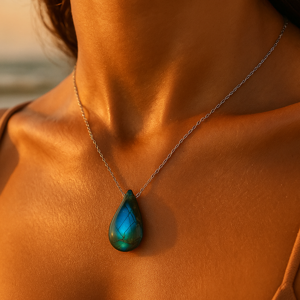 Collier Lagune labradorite | Or