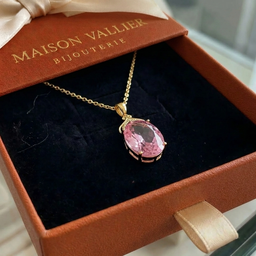 Collier ovale impérial en saphir rose | Or