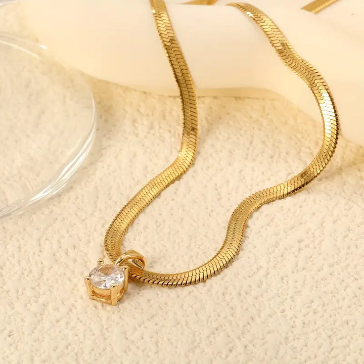 Collier pendentif Élegant en strass | Or