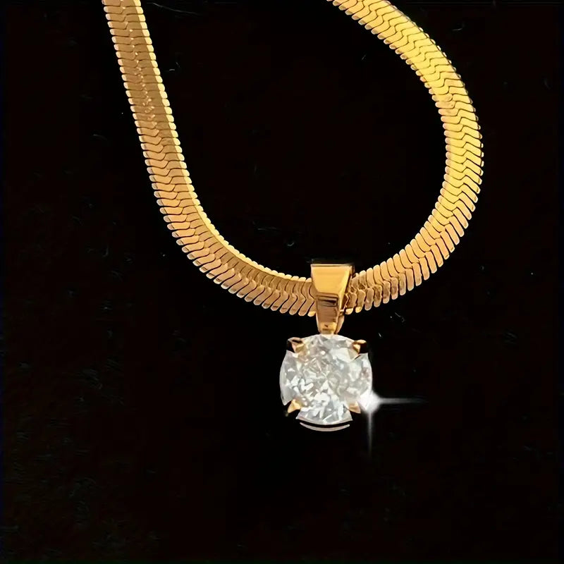 Collier pendentif Élegant en strass | Or