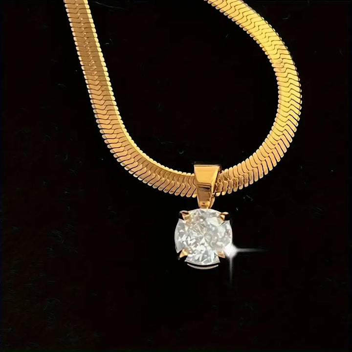 Collier pendentif Élegant en strass | Or