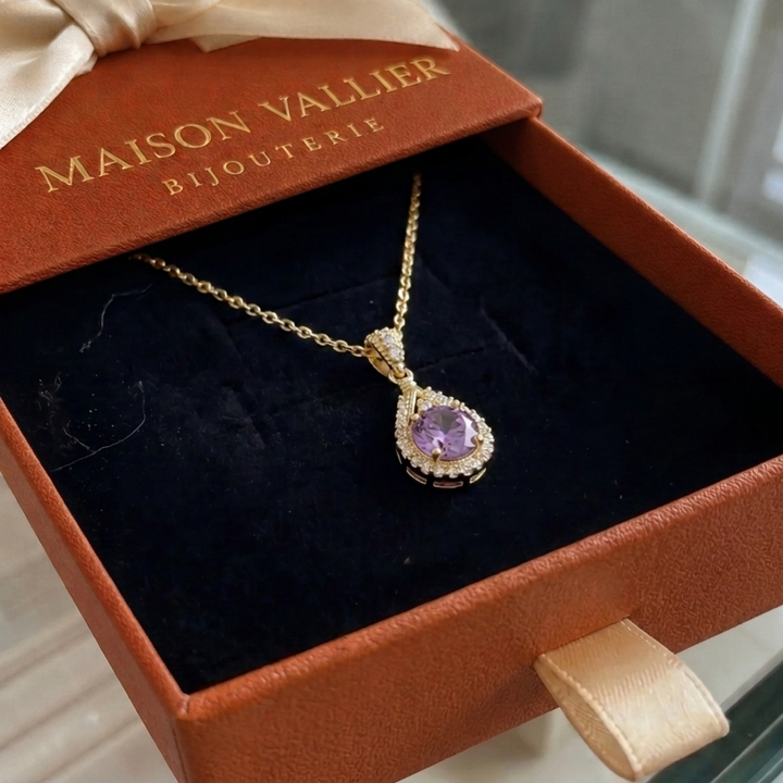 Collier pendentif Lavena auréole | Or