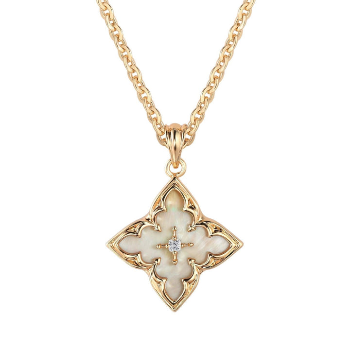 Collier pendentif trèfle bleu | Or