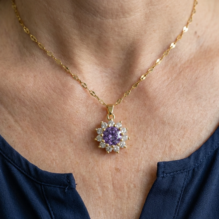 Collier tournesol améthyste | Or