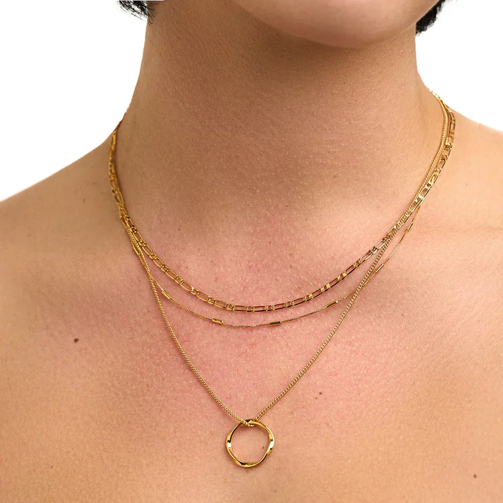 Collier trois rangées cercle ouvert | Or