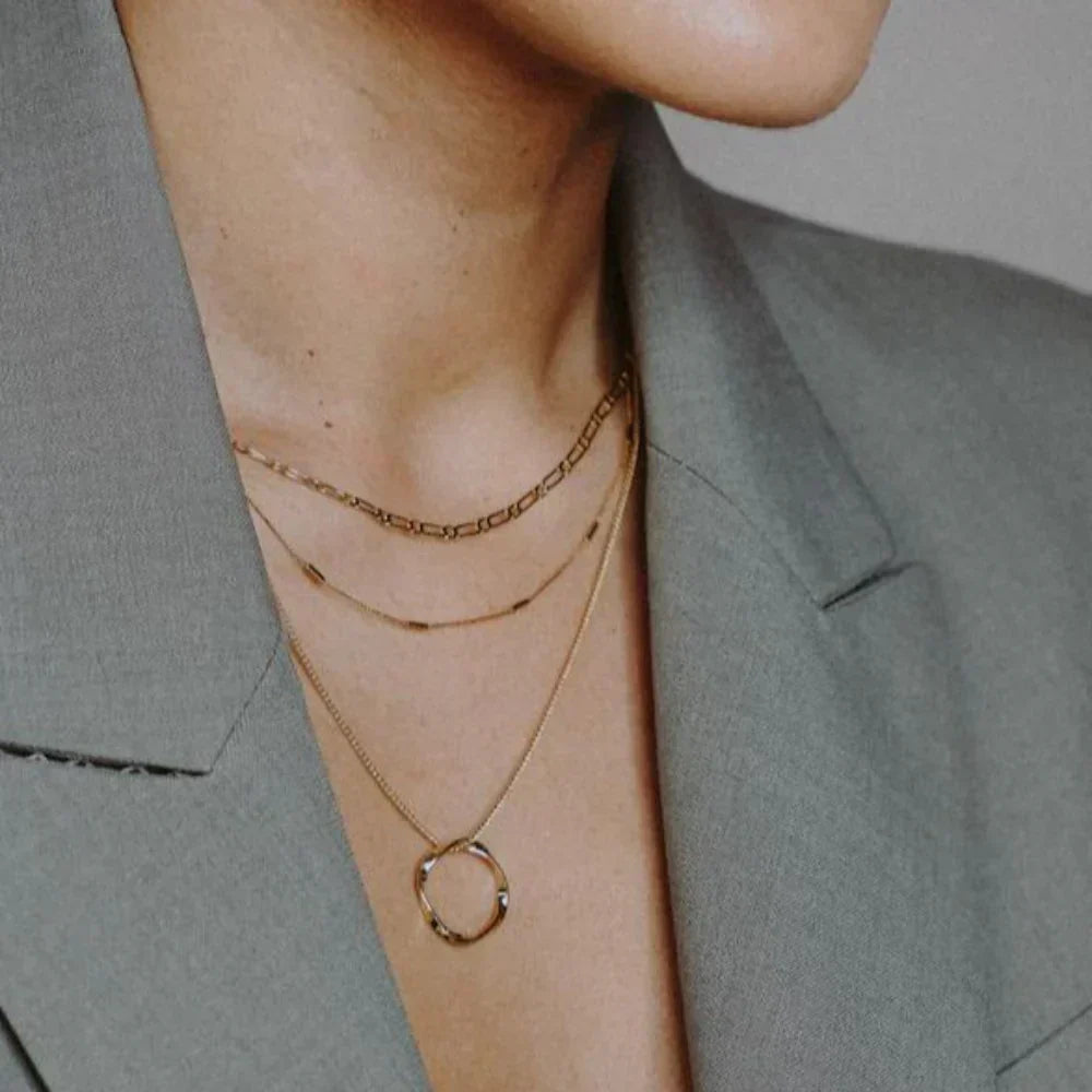 Collier trois rangées cercle ouvert | Or
