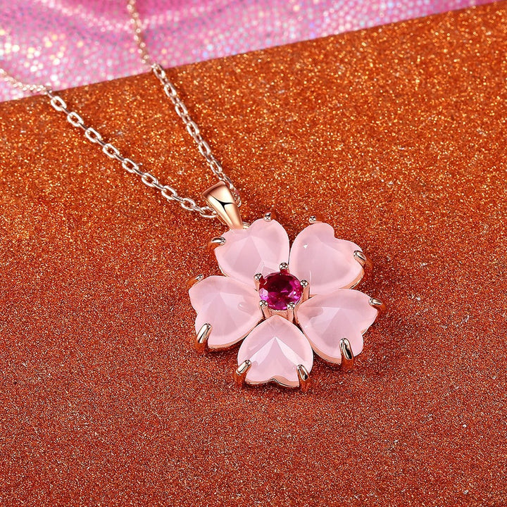 Collier avec fleur Or-Rose | Or