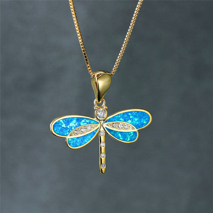 Collier avec libellule et opale | Or