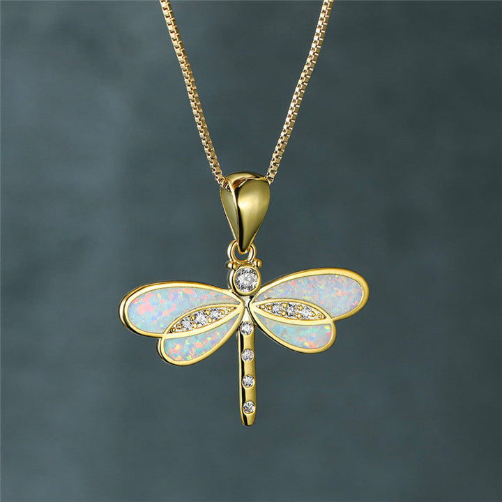 Collier avec libellule et opale | Or