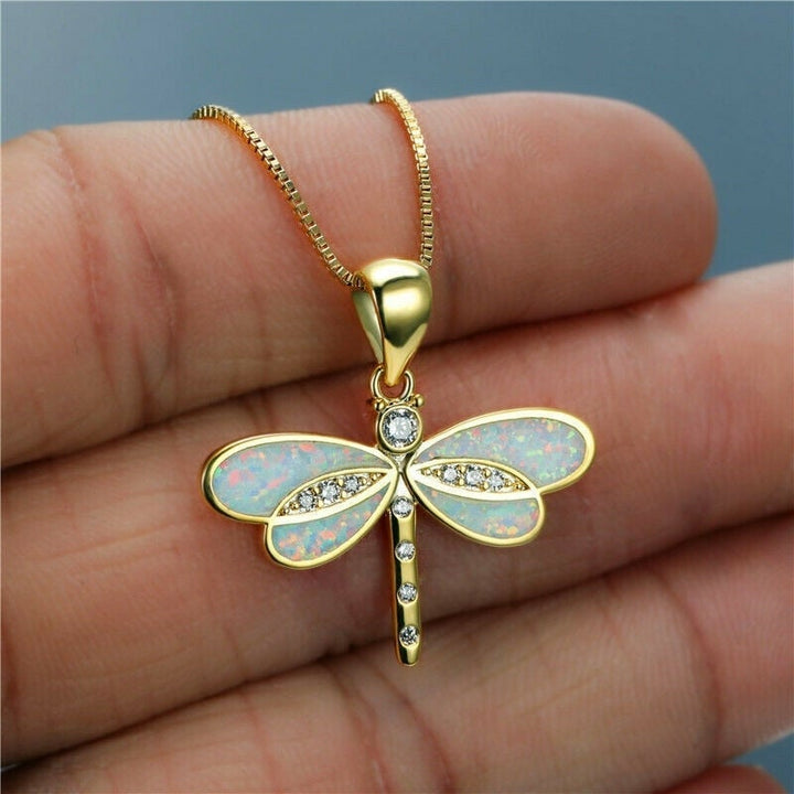 Collier avec libellule et opale | Or
