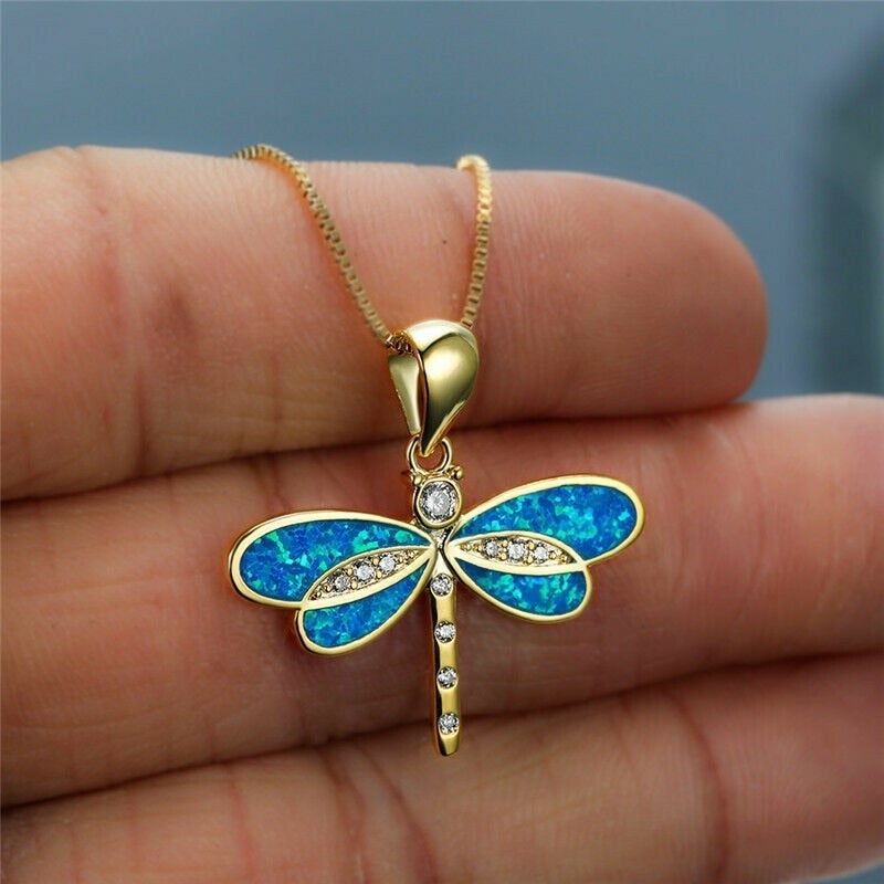 Collier avec libellule et opale | Or