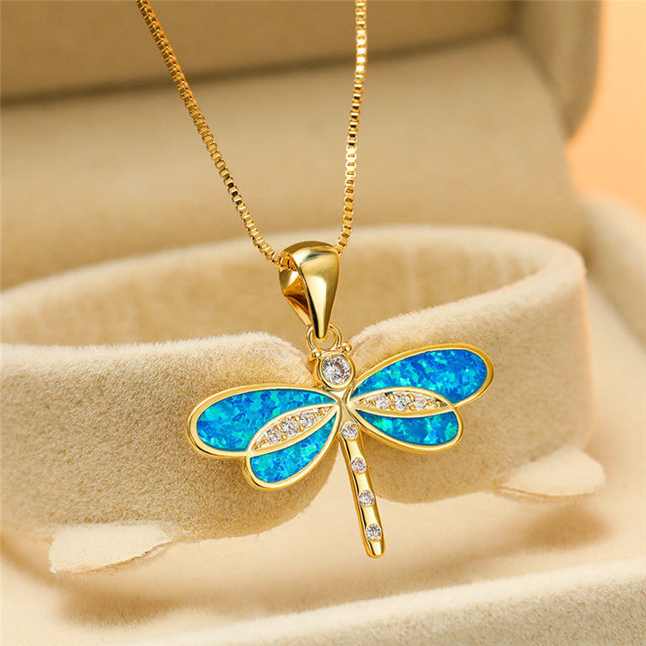 Collier avec libellule et opale | Or