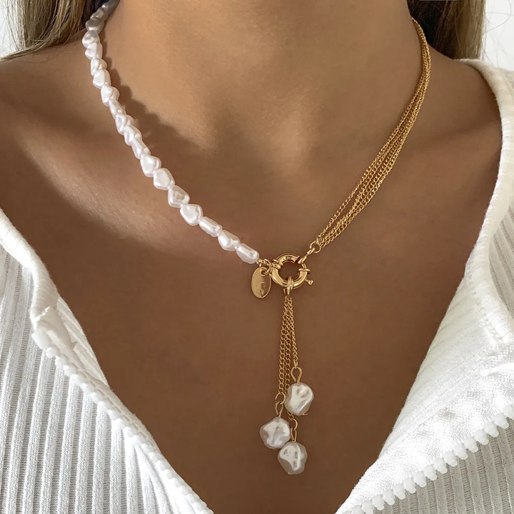 Collier avec pendentif élégant en perles | Or