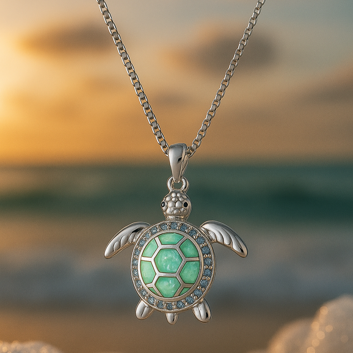 Collier avec tortue et opale turquoise | Or