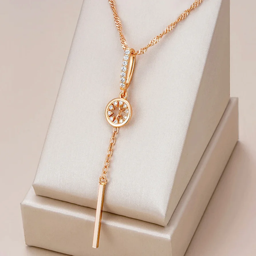 Elegantný náhrdelník s okrúhlym kryštálom | Zlato