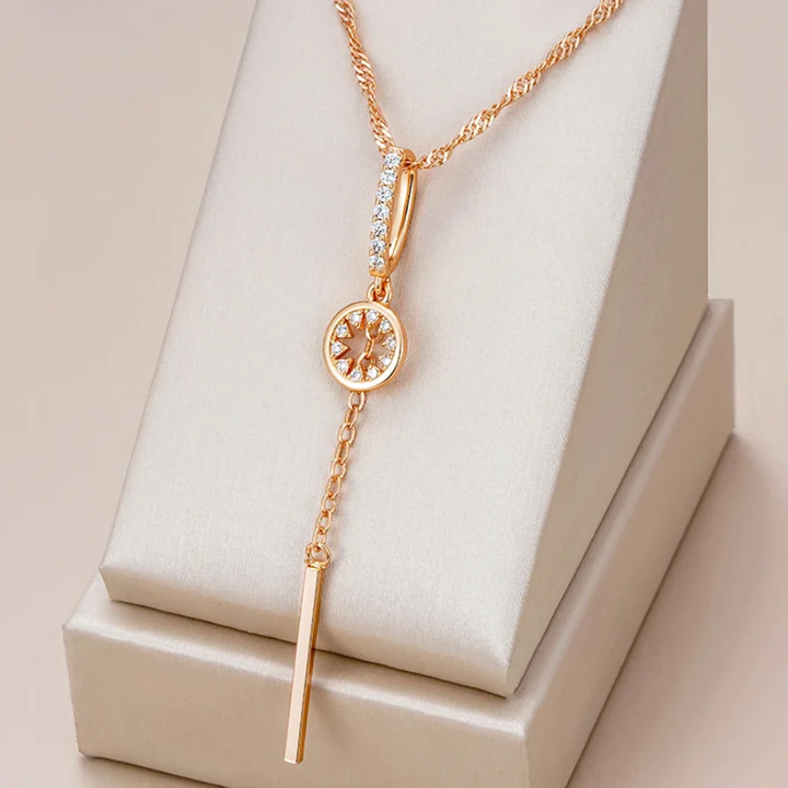 Elegantný náhrdelník s okrúhlym kryštálom | Zlato