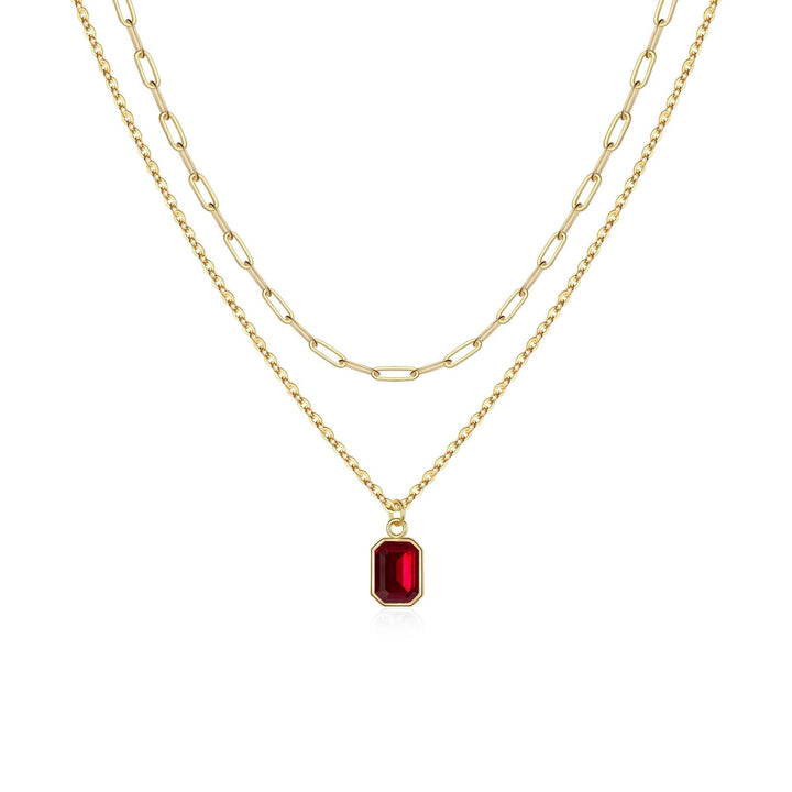 Collier en rubis superposé avec Trombone | Or