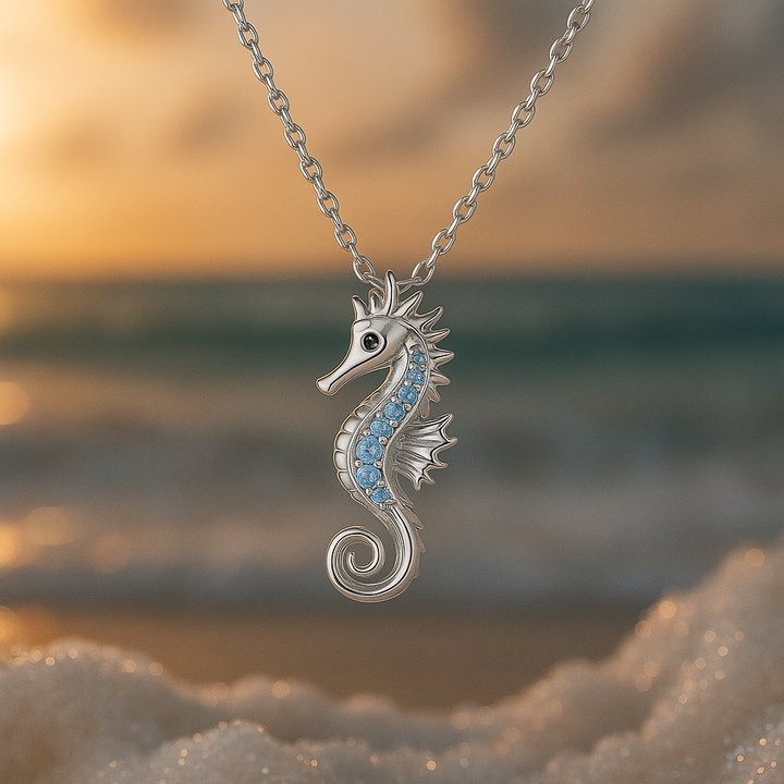 Collier avec hippocampe et opale | Argent