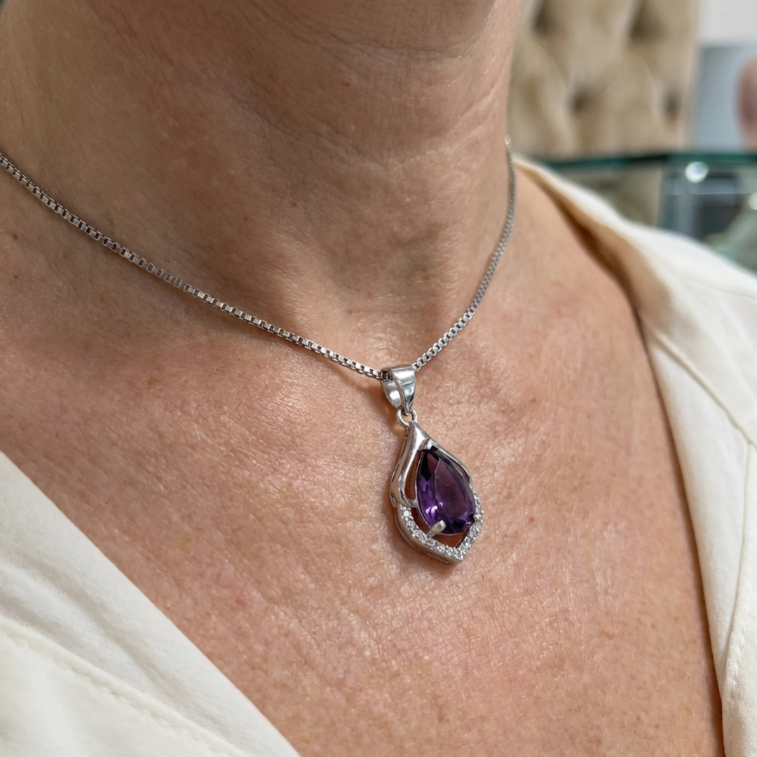 Collier en forme de croissant Selvara | Or blanc