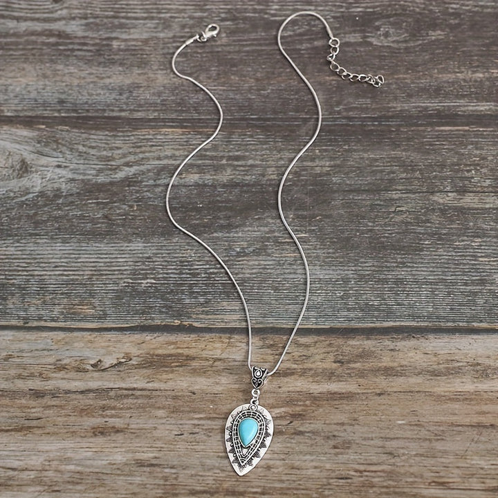 Collier en goutte d'eau turquoise Arlisse | Or blanc
