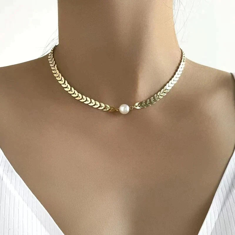 Collier grec avec perle | Or