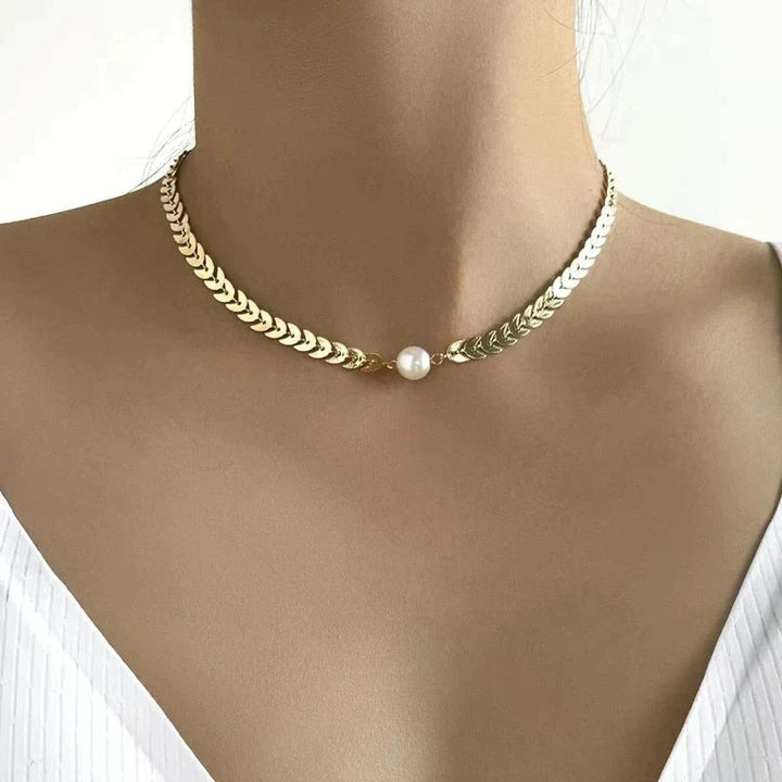 Collier grec avec perle | Or