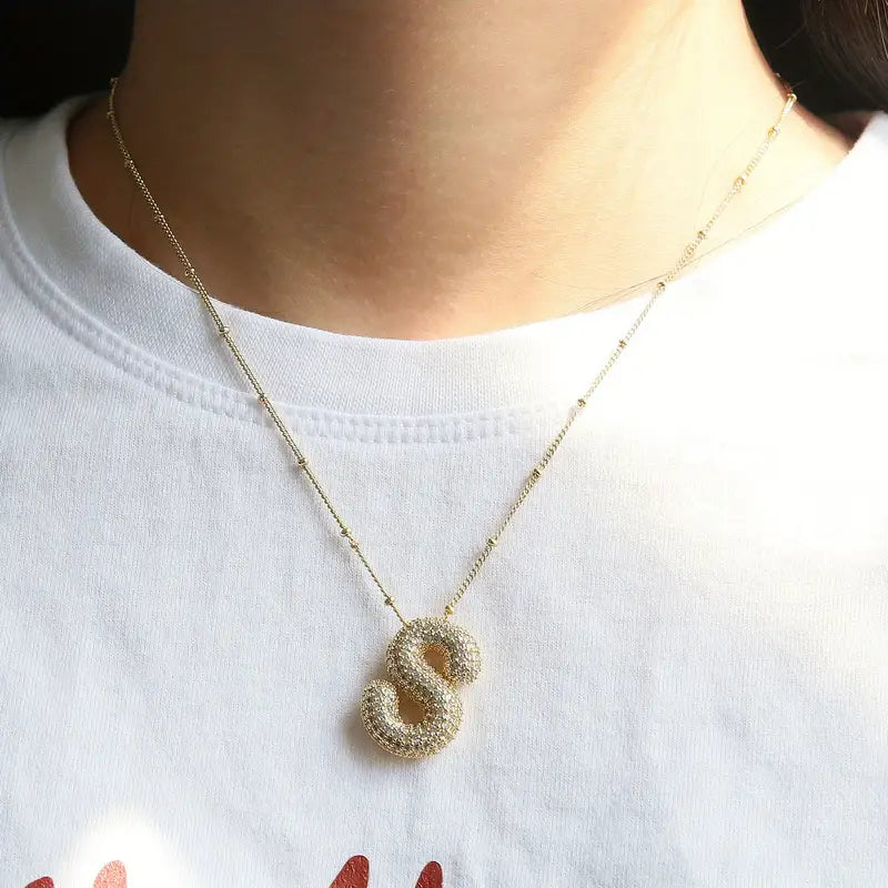 Collier initial en lettres bulles | Or