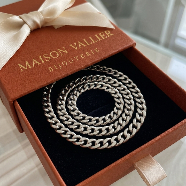 Collier cubain à gros maillons | Or blanc