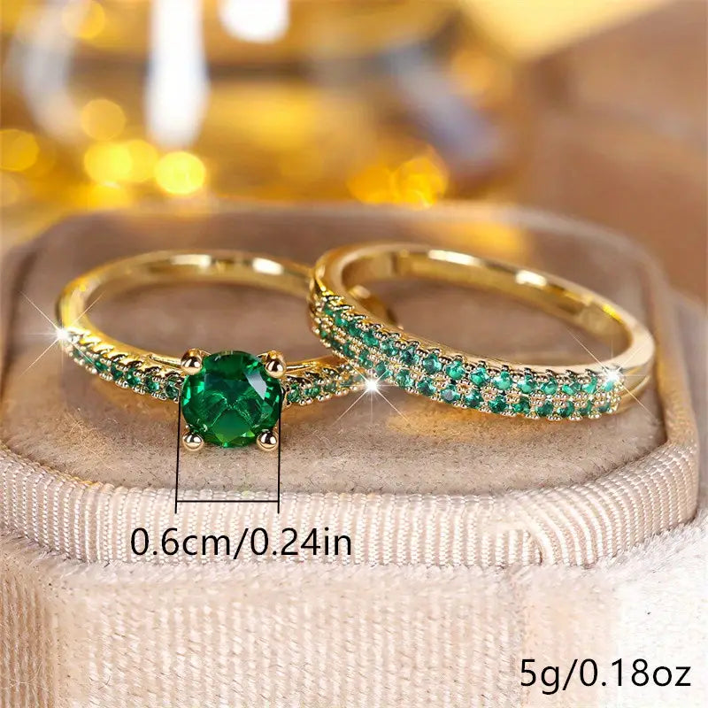Ensemble de bagues duo Séréna émeraude | Or