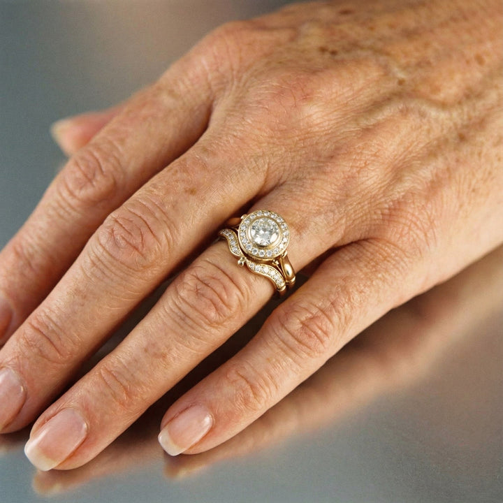 Ensemble de bagues rétro avec zircon | Or