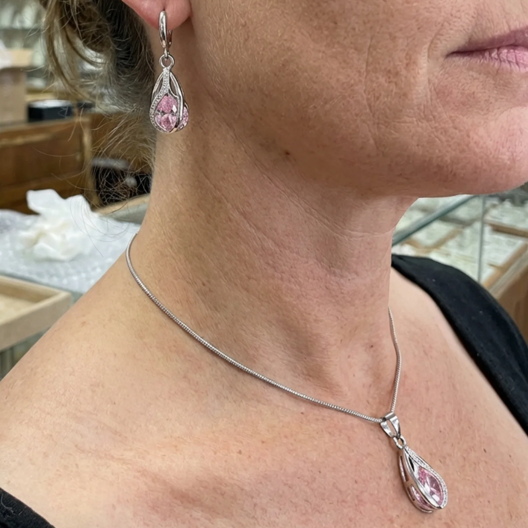 Ensemble de bijoux Rosalith torsade lumineuse | Or blanc