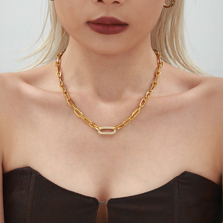 Ensemble de bijoux en chaîne épaisse pavée | Or