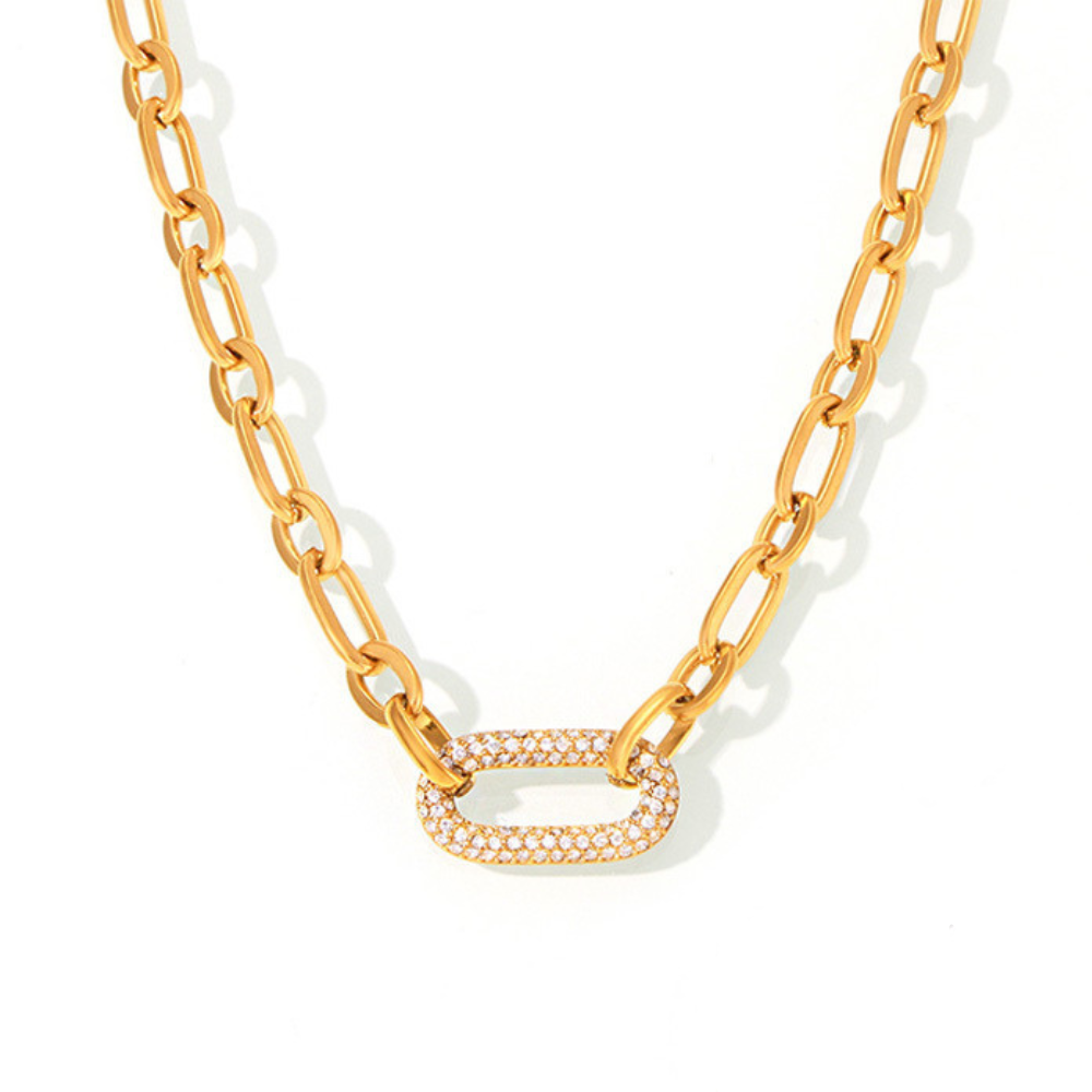 Ensemble de bijoux en chaîne épaisse pavée | Or