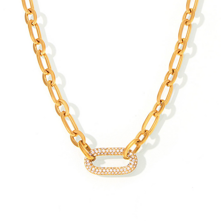 Ensemble de bijoux en chaîne épaisse pavée | Or