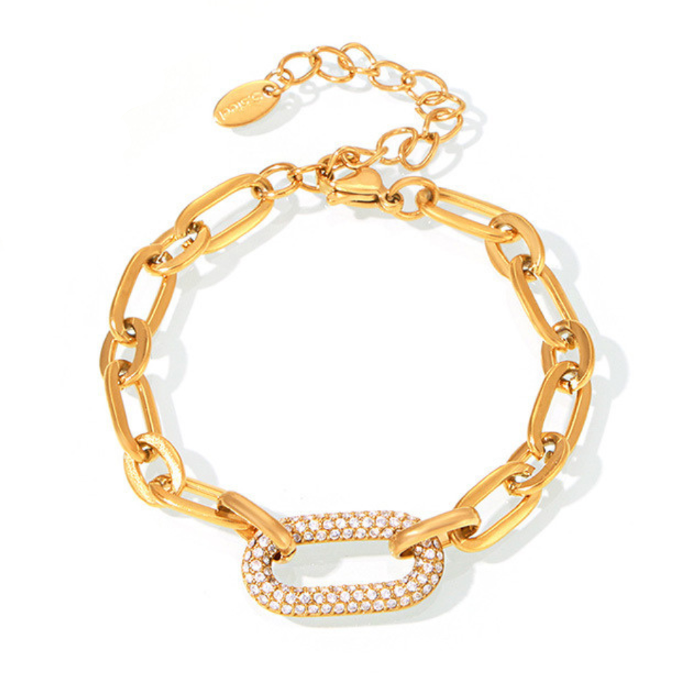 Ensemble de bijoux en chaîne épaisse pavée | Or