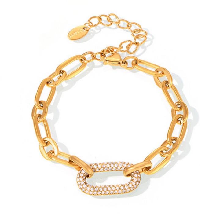 Ensemble de bijoux en chaîne épaisse pavée | Or