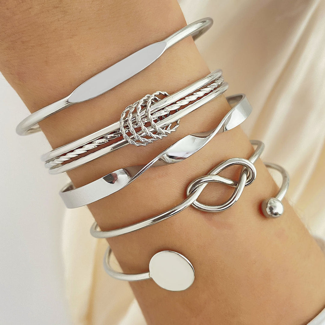 Ensemble de bracelets élégance Nouée | Or blanc