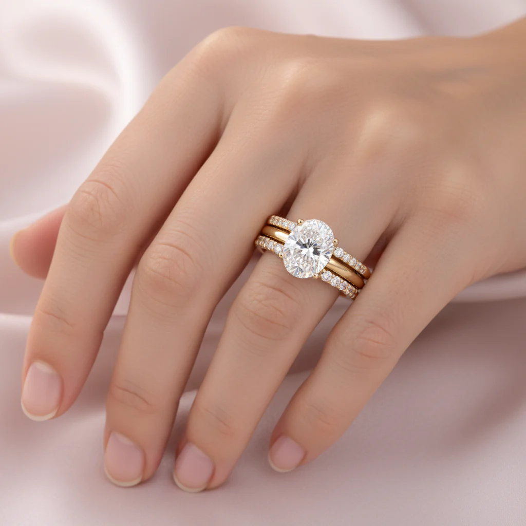 Ensemble de bagues brillantes avec zirconium rétro | Or