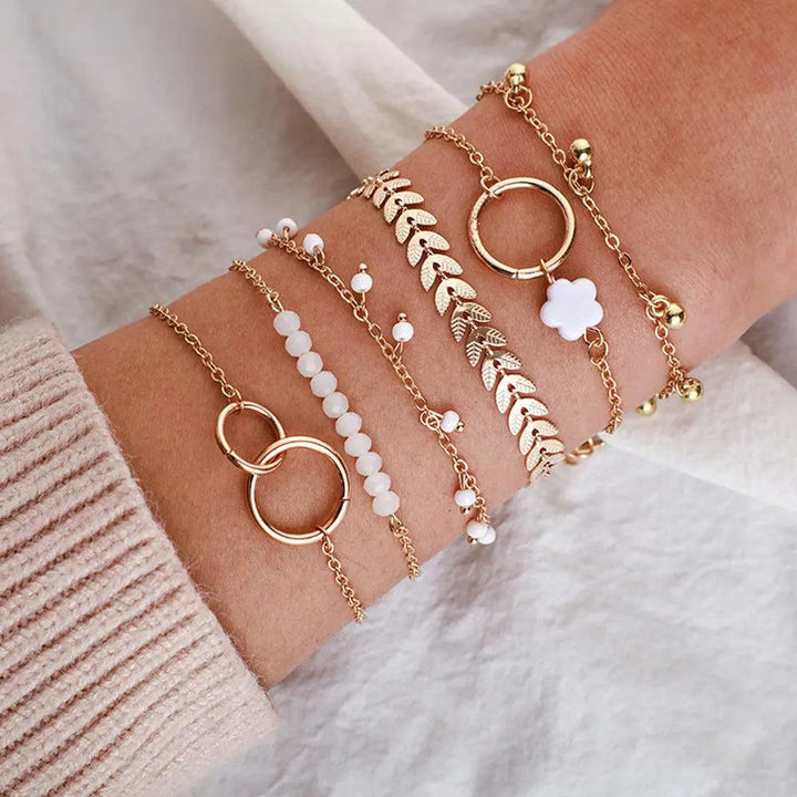 Súprava bohémskych náramkov v zlatej farbe | Zlato
