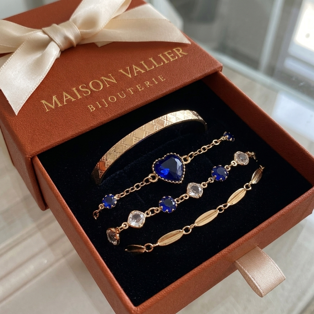 Ensemble de bracelets Aveline bleu Nordique | Or