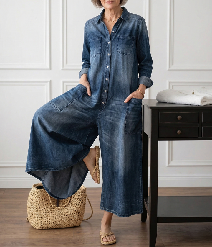 Diana™ | Vintage denim overal s gombami